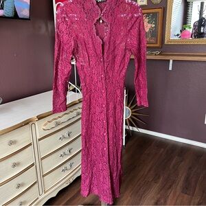 Vintage Dawn Joy Lace Button Down Maxi Dress